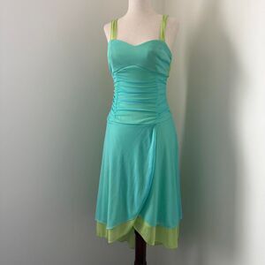 Vintage Y2K Green and Blue Fairy Formal Dress Size M